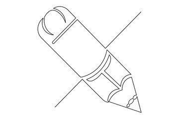 Simple outline illustration of pencil continuous single line drawing