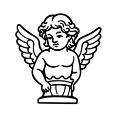 Cartoon vector illustration of a flying Christmas angel with wings, heart, and cherub design