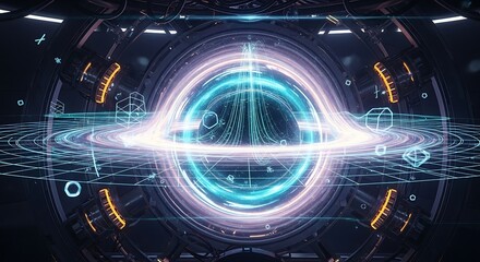 Black Hole Visualization: Experience the mesmerizing dance of light and gravity in a captivating visualization of a black hole, with swirling energy and cosmic phenomena.