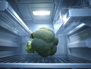 Broccoli in refrigerator.