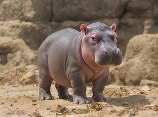 Fototapeta premium baby hippo