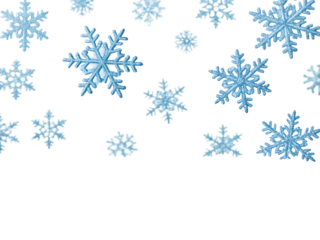 Light blue snowflakes on a black background isolated on transparent background