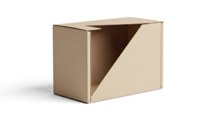 Modern Box Design: A minimalist beige box, showcasing a creative angular cut, poised with elegance.