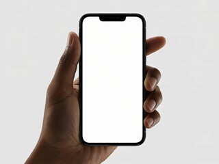 hand holding smartphone with blank screen