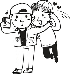 Vector illustration of a happy cartoon couple with people, a man, and a woman
