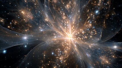 The heart of the universe made from recursive fractal light, endless energy patterns expanding outward, divine symmetry, cinematic cosmic glow, 