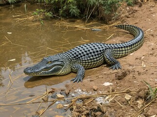 Obraz premium alligator in the swamp