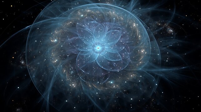 The heart of the universe made from recursive fractal light, endless energy patterns expanding outward, divine symmetry, cinematic cosmic glow, 