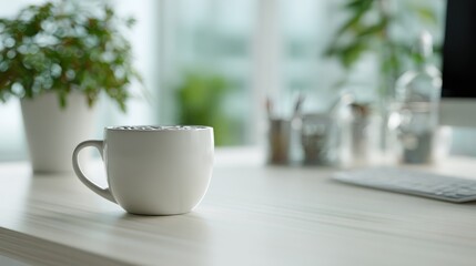 Morning refresh: a serene start to the work day with a cup of coffee
