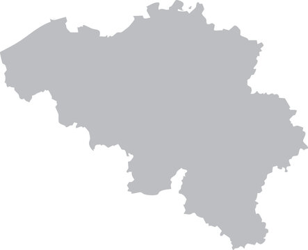 Belgium Map Grey Silhouette Isolated Editable Vector