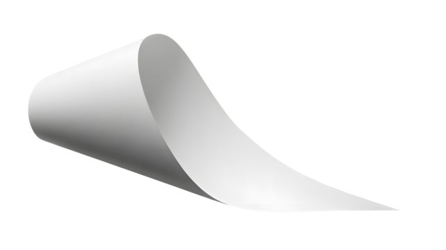 A plain white paper sheet curves and flows against a dark backdrop.