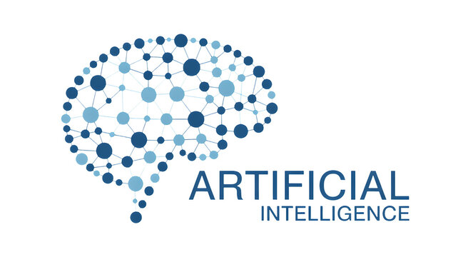 The network brain shows abstract connections forming artificial intelligence thinking.