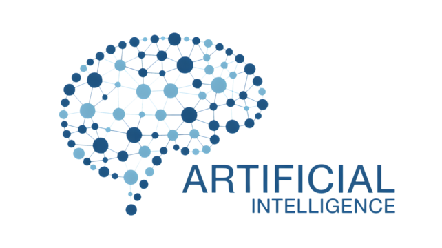 The network brain shows abstract connections forming artificial intelligence thinking.