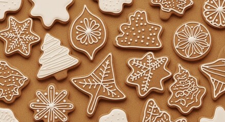 Festive assortment of decorated gingerbread cookies for holiday celebrations and treats
