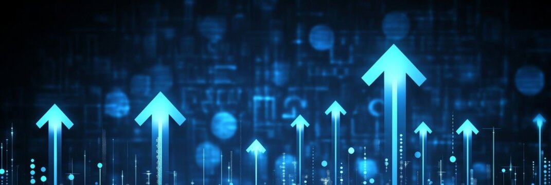Abstract Technology Background with Blue Arrows Illustrating Growth, Development, and Future Trends