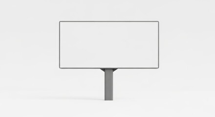 Blank billboard mockup on a gray pole against a white background, ready for advertising.