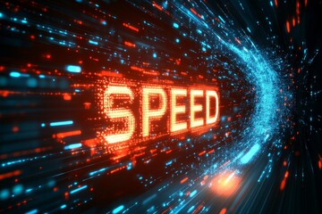 Dynamic Data Stream with Glowing High-Speed Data Communications Signal for Futuristic Technology