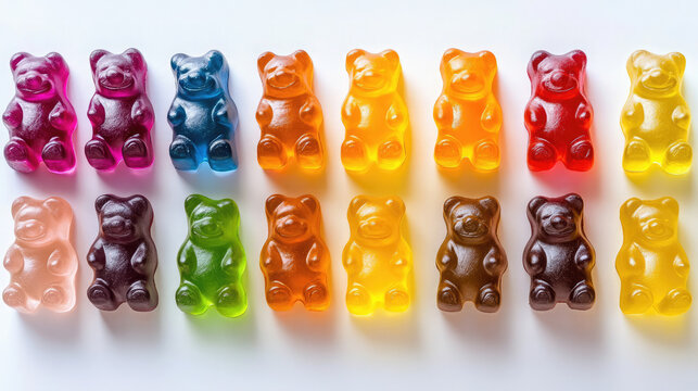 Macro photo of gummy bears, sweets, marmalade, candies, jelly candy, agar-agar, gelatin - Powered by Adobe