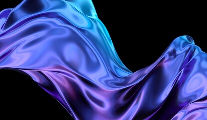 abstract iridescent wavy shape with colorful gradient. 3d rendering illustration for graphic design, presentation or background	