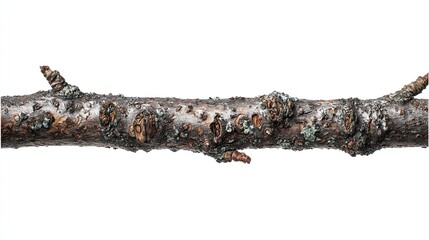 A close-up of a textured branch showcasing intricate natural details and textures.