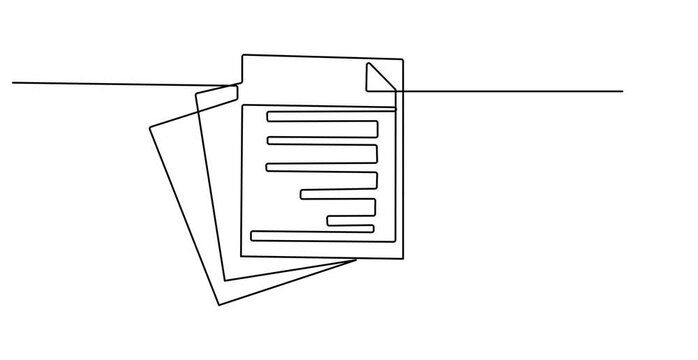 Animated self drawing of One continuous line vector drawing of a folder. Outline documents background icon. Saving securities vector icon. Vector illustration, continuous line drawing document paper 