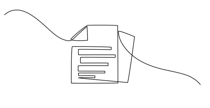 Animated self drawing of One continuous line vector drawing of a folder. Outline documents background icon. Saving securities vector icon. Vector illustration, continuous line drawing document paper 