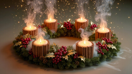 an advent wreath with cinnamon candles