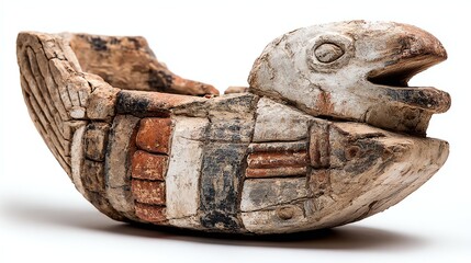 Ancient artifact resembling a bird, showcasing intricate designs and historical significance.