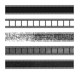 Set of minimalist movie film strips with grunge texture. Vector illustration