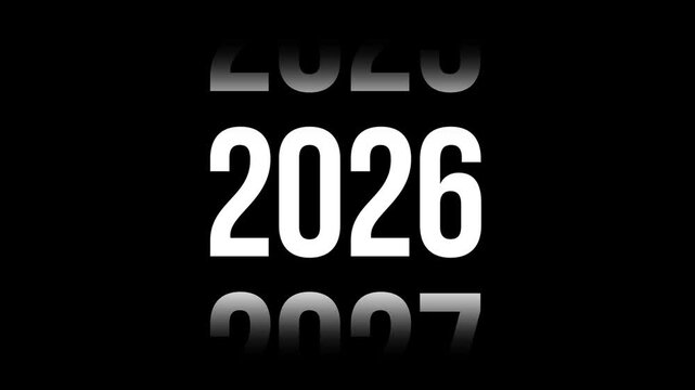 2000 to 2026 countdown or counter animation Simple number counter animation from 2000 to 2026 on black background 2026 happy new year transition