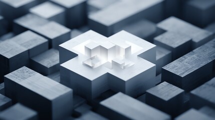 Futuristic abstract background with geometric shapes in a digital environment.