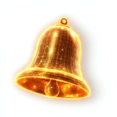 Golden bell with a glowing design, ideal for festive or decorative themes.