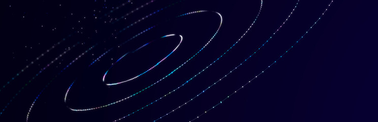 Sci-fi background. Digital wave with many particles. Big data visualization. Template for festive presentation. 3d