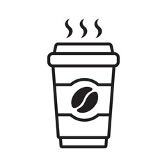 Paper Coffee Cup Icon representing Cafe Beverages and Takeaway Drinks
