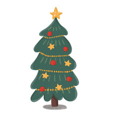 Illustration of decorated christmas tree