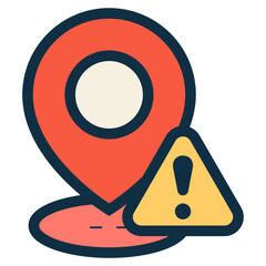 pin location with warning problem sign icon