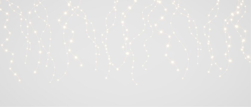 Christmas bulbs twinkle with gentle shine, festive garland string light PNG	
