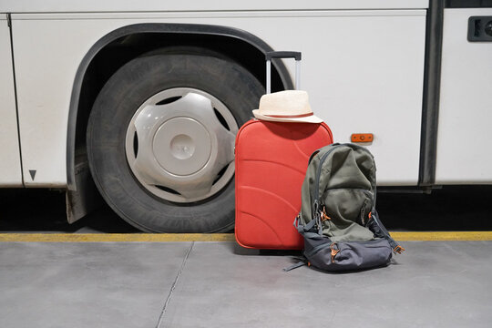 Vacation Luggage at bus station