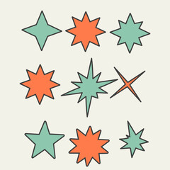 Fototapeta premium hand drawn doodle star collection set