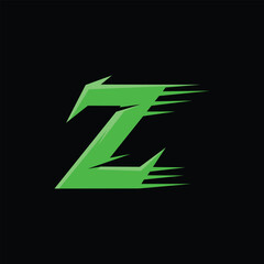 Dynamic speed letter Z logo design in vibrant neon green with sharp modern edges. vector.