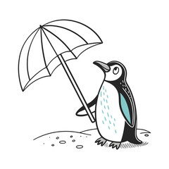 Tiny Penguin & Umbrella