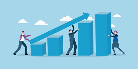 Teamwork and collaboration driving business growth and success