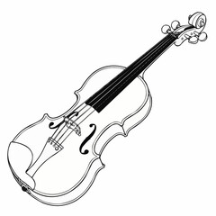 Obraz premium Detailed illustration of a classical violin instrument, isolated on white background.