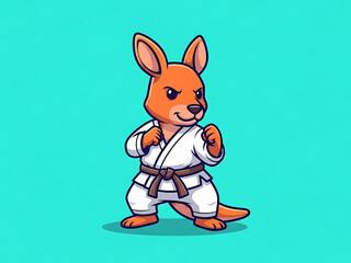 Kangaroo Karate Mascot Vector Illustration, Cute Martial Arts Character in Uniform