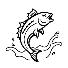 Vector illustration of a black tribal tattoo-style cartoon fish mascot design