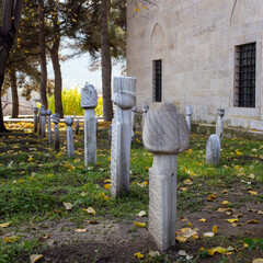 Old Ottoman gravestones in front of Tarakli historic mosque