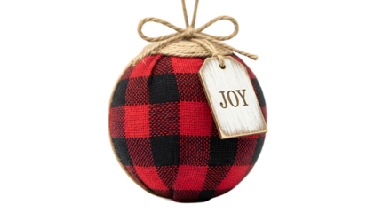 Rustic Buffalo Plaid Ornament with joy Tag for Christmas Decor