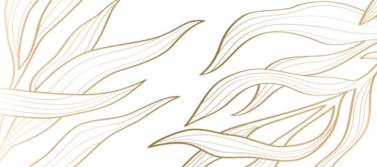 Luxury gold seaweeds line art. Abstract leaves composition © Anna Volkova