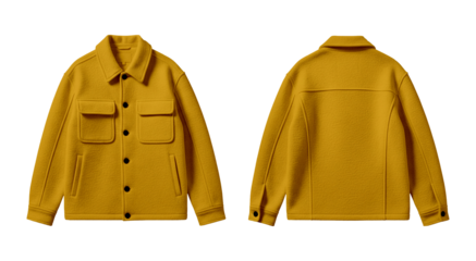Light Brown Wool Jacket Mockup Front and Back View Isolated on Transparent Background