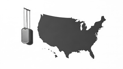 A patriotic tribute to the service and sacrifice of American military personnel, symbolized by dog tags next to a map of the USA